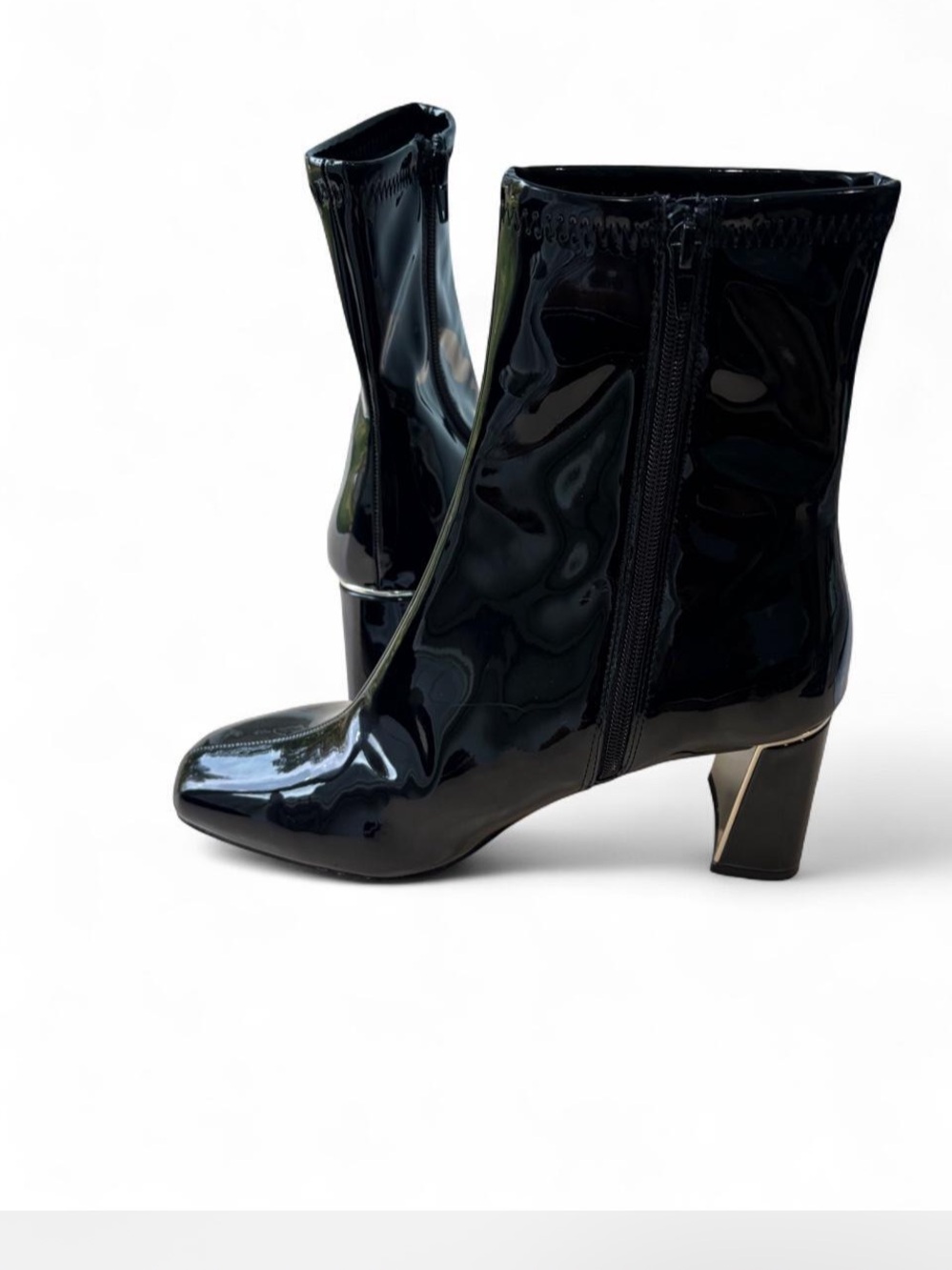 Aldo Patent Black chunky Heel Ankle Boots - Women's Booties 9.5